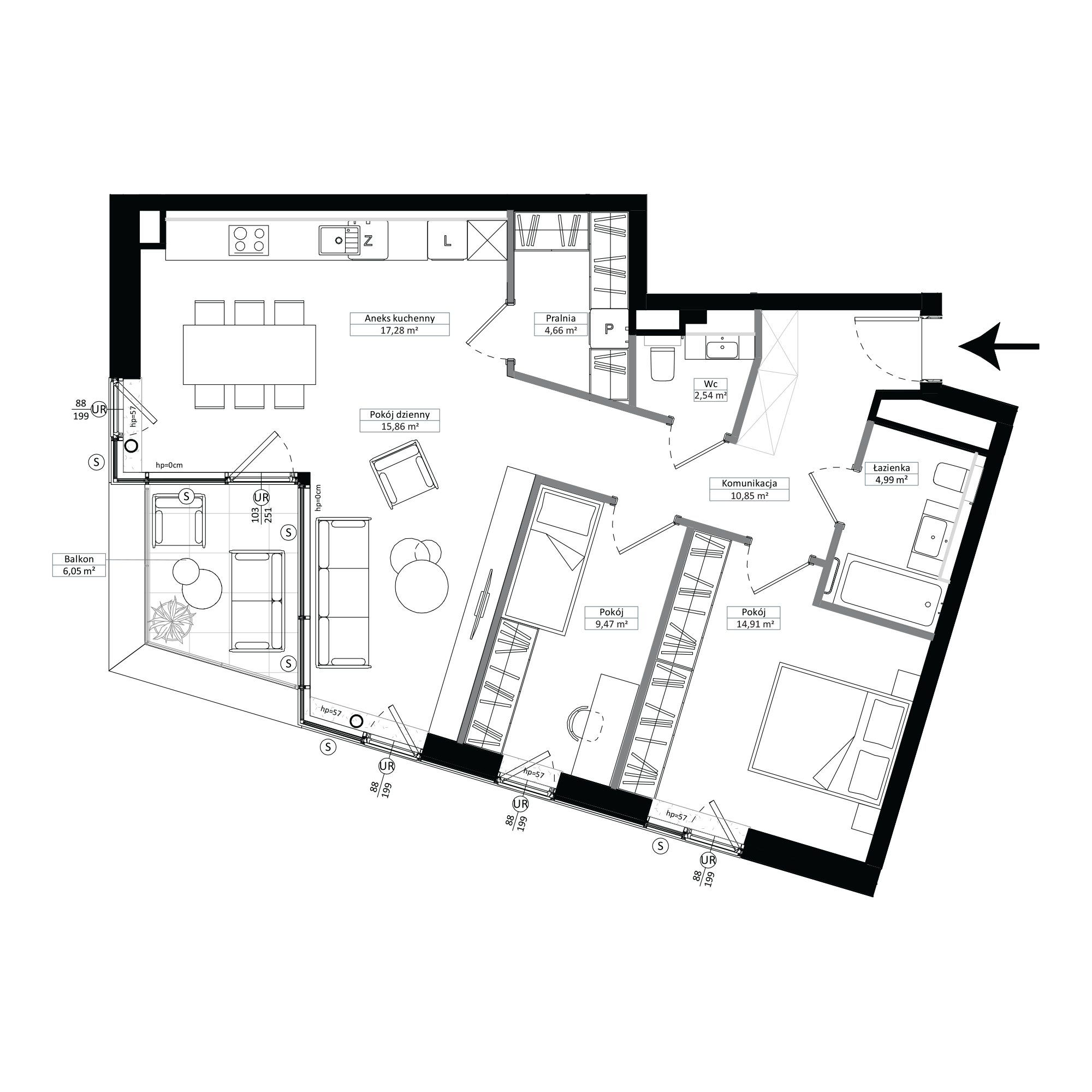 Pułaskiego 19 Poznań mieszkanie deweloperskie na 1 piętrze z 3 pokojami