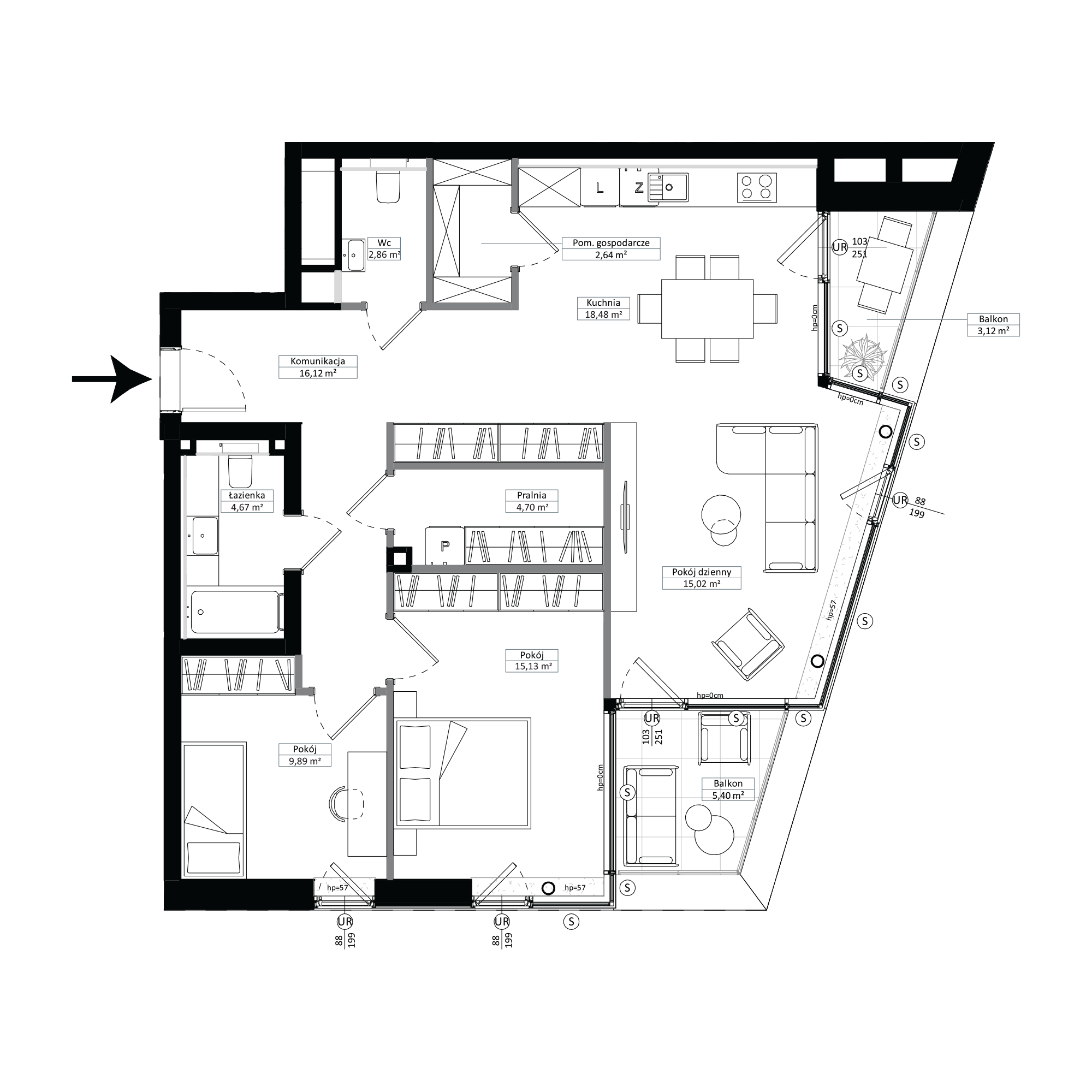 Pułaskiego 19 Poznań mieszkanie deweloperskie na 1 piętrze z 3 pokojami