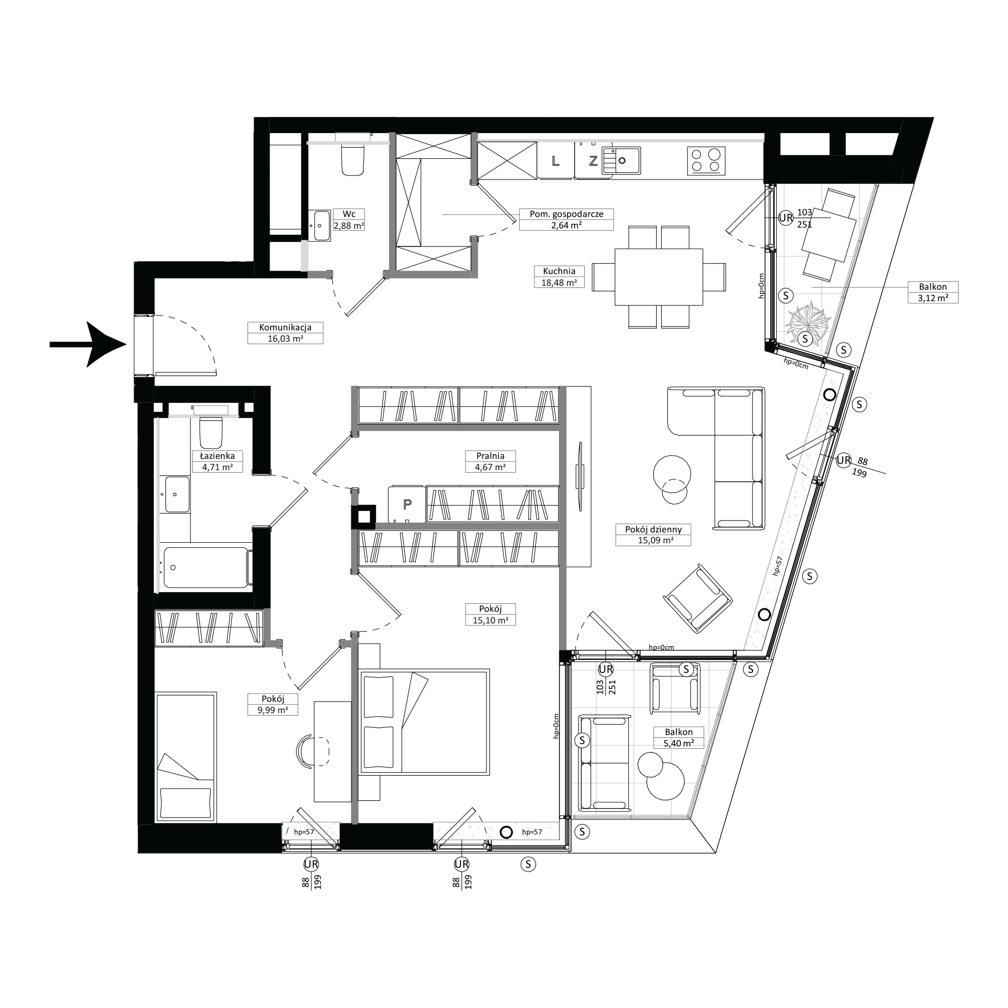 Pułaskiego 19 Poznań mieszkanie deweloperskie na 3 piętrze z 3 pokojami