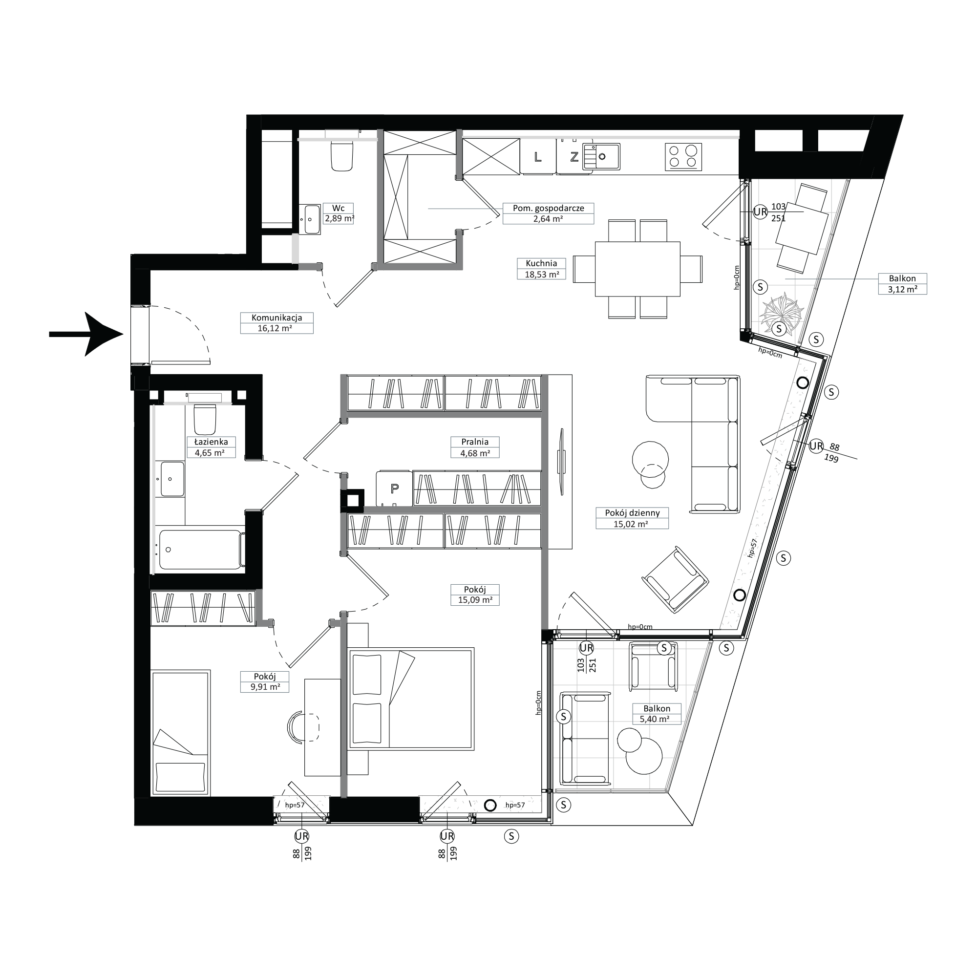Pułaskiego 19 Poznań mieszkanie deweloperskie na 4 piętrze z 3 pokojami