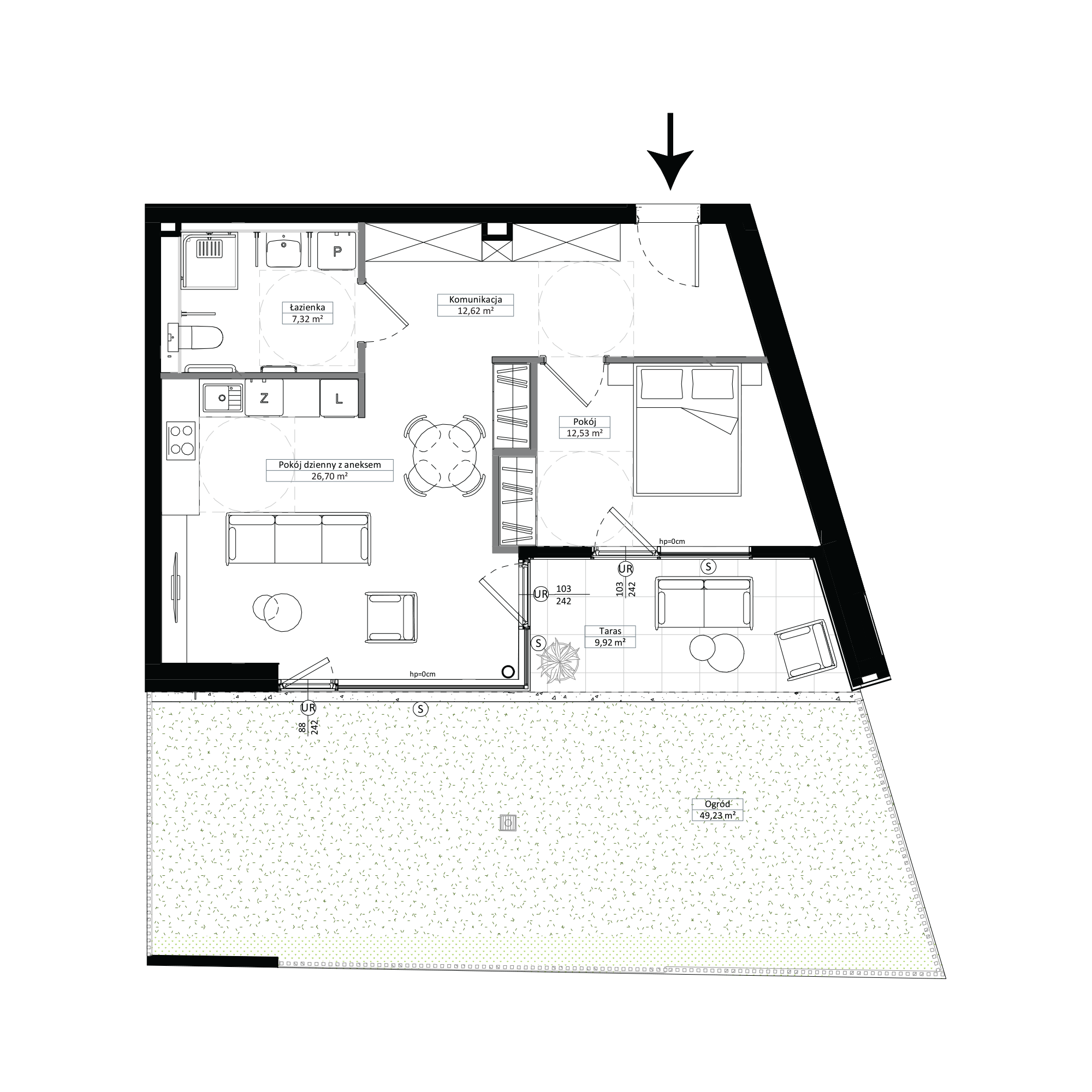 Pułaskiego 19 Poznań mieszkanie deweloperskie na  parterze z 2 pokojami