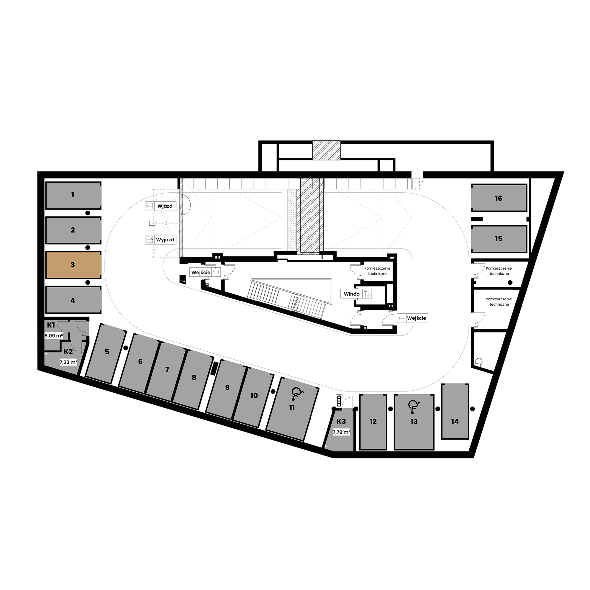 Pułaskiego 19 Poznań mieszkanie deweloperskie na -1 piętrze z 0 pokojami