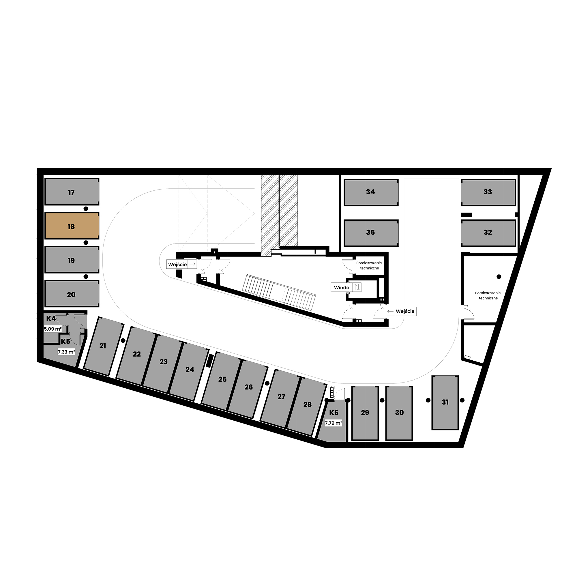 Pułaskiego 19 Poznań mieszkanie deweloperskie na -2 piętrze z 0 pokojami