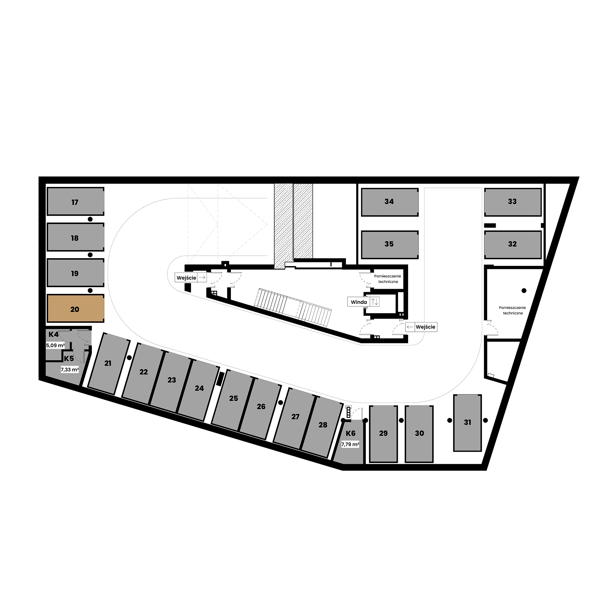 Pułaskiego 19 Poznań mieszkanie deweloperskie na -2 piętrze z 0 pokojami