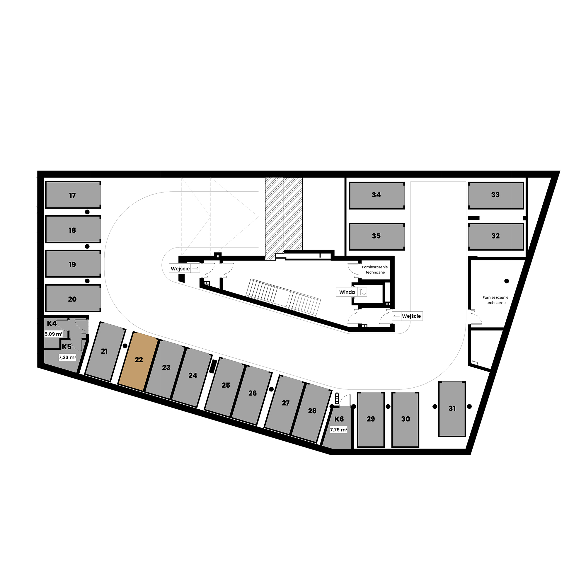 Pułaskiego 19 Poznań mieszkanie deweloperskie na -2 piętrze z 0 pokojami