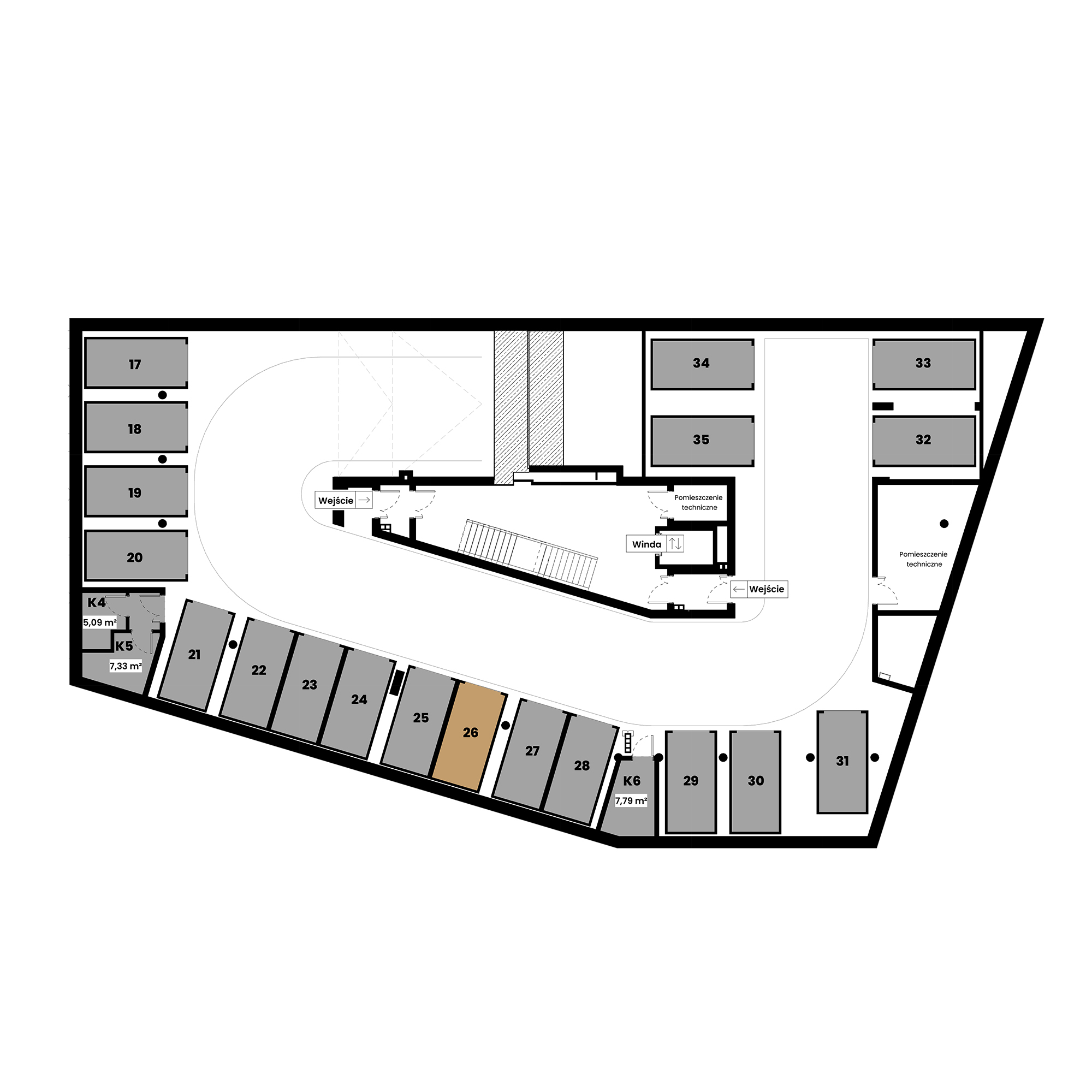 Pułaskiego 19 Poznań mieszkanie deweloperskie na -2 piętrze z 0 pokojami