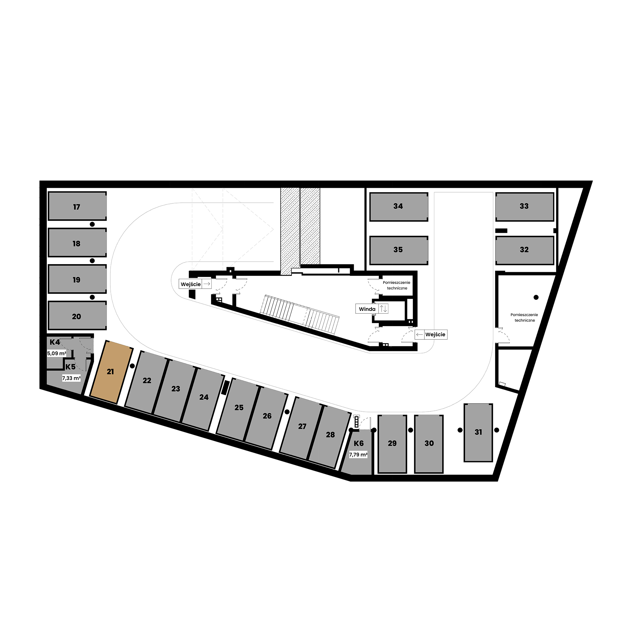 Pułaskiego 19 Poznań mieszkanie deweloperskie na -2 piętrze z 0 pokojami