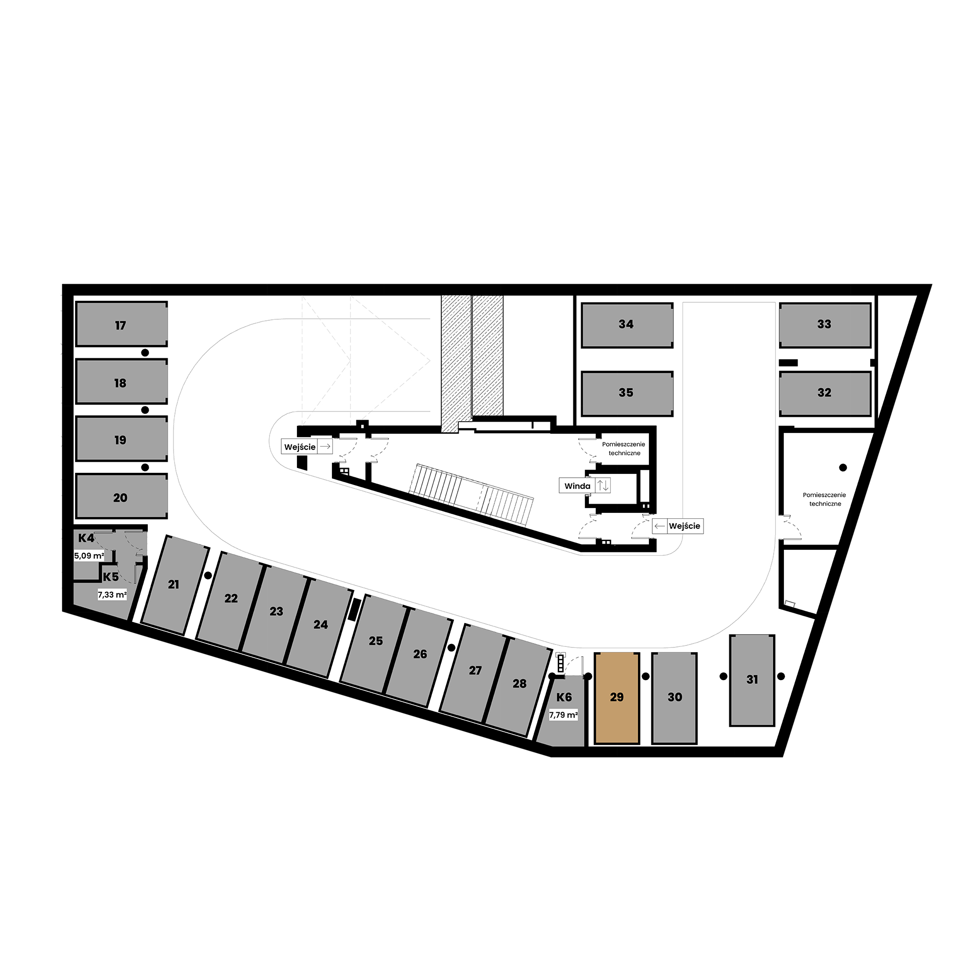 Pułaskiego 19 Poznań mieszkanie deweloperskie na -2 piętrze z 0 pokojami